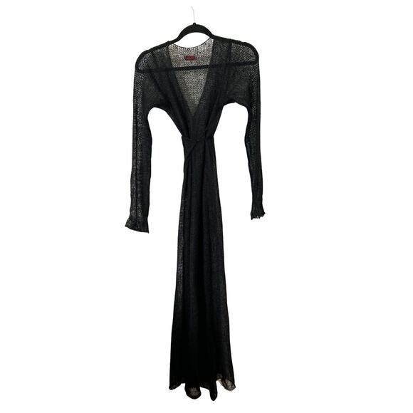 Vintage Y2K Suss Design Black Mohair Maxi Wrap Sweater – Loose Knit Empire Waist